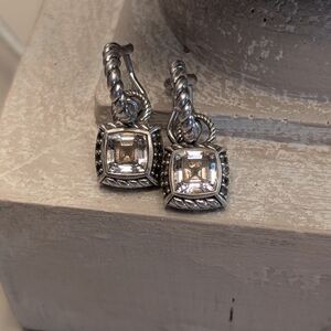 Judith Ripka Silver Earrings with Clear Stones